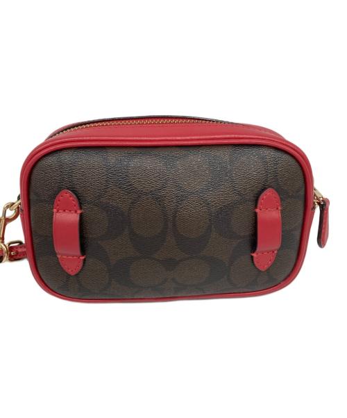 COACH（コーチ）COACH (コーチ) 2WAYウエストポーチ レッド×ブラウンの古着・服飾アイテム