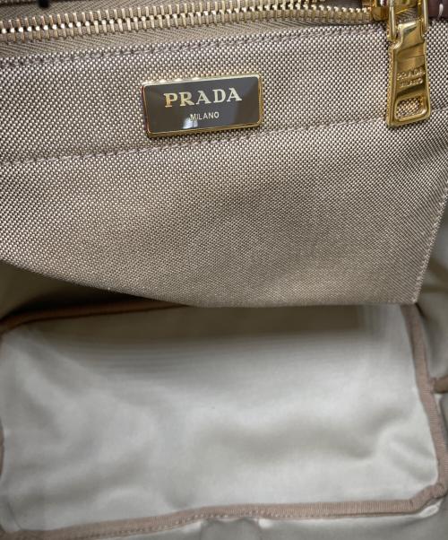 PRADA（プラダ）PRADA (プラダ) キャンバスリュック LOGO JACQUARD ベージュの古着・服飾アイテム