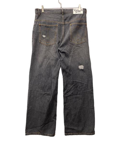 YOUNGER SONG（ヤンガーソング）YOUNGER SONG (ヤンガーソング) damage wide denim グレー サイズ:Lの古着・服飾アイテム