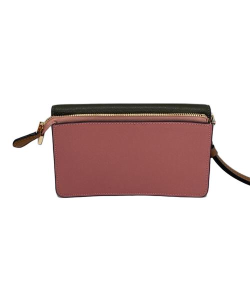 COACH（コーチ）COACH (コーチ) グレインレザー カラーブロック フォルドオーバー リストレット ピンク×ブラウンの古着・服飾アイテム
