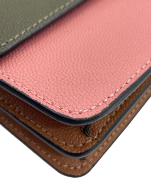 COACH（コーチ）COACH (コーチ) グレインレザー カラーブロック フォルドオーバー リストレット ピンク×ブラウンの古着・服飾アイテム