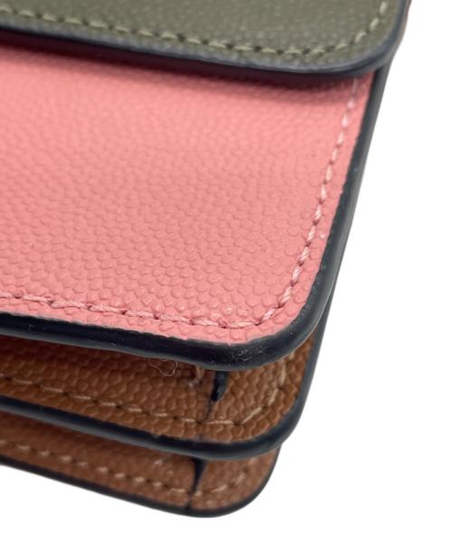 COACH（コーチ）COACH (コーチ) グレインレザー カラーブロック フォルドオーバー リストレット ピンク×ブラウンの古着・服飾アイテム