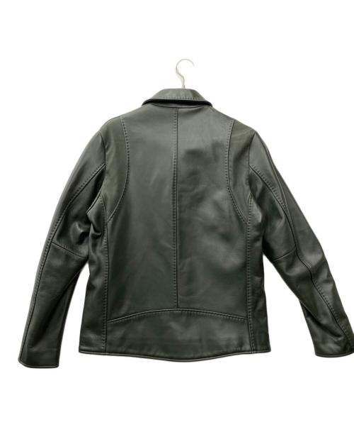 MEN'S BIGI（メンズビギ）MEN'S BIGI (メンズビギ) ラムレザークロームタンニングセミダブルライダースジャケット グリーン サイズ:4の古着・服飾アイテム