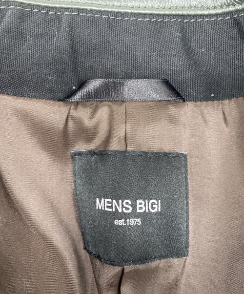 MEN'S BIGI（メンズビギ）MEN'S BIGI (メンズビギ) ラムレザークロームタンニングセミダブルライダースジャケット グリーン サイズ:4の古着・服飾アイテム