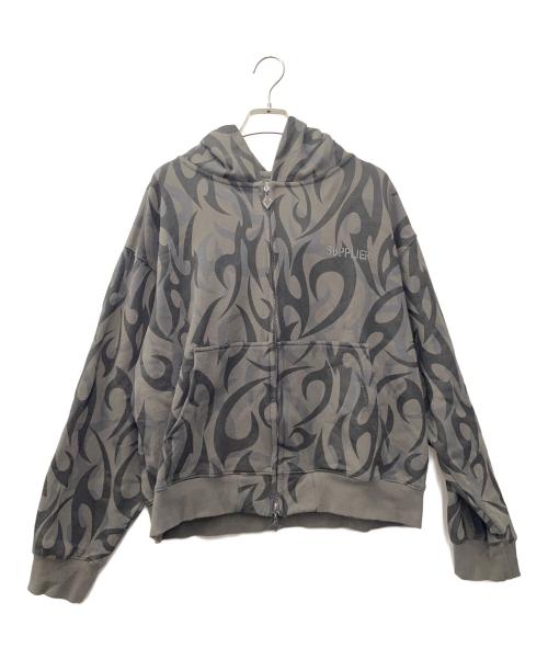 SUPPLIER（サプライヤー）SUPPLIER (サプライヤー) Tribal Camo Zip Hoodie グレー×ブラック サイズ:Lの古着・服飾アイテム