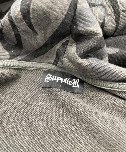 SUPPLIER（サプライヤー）SUPPLIER (サプライヤー) Tribal Camo Zip Hoodie グレー×ブラック サイズ:Lの古着・服飾アイテム
