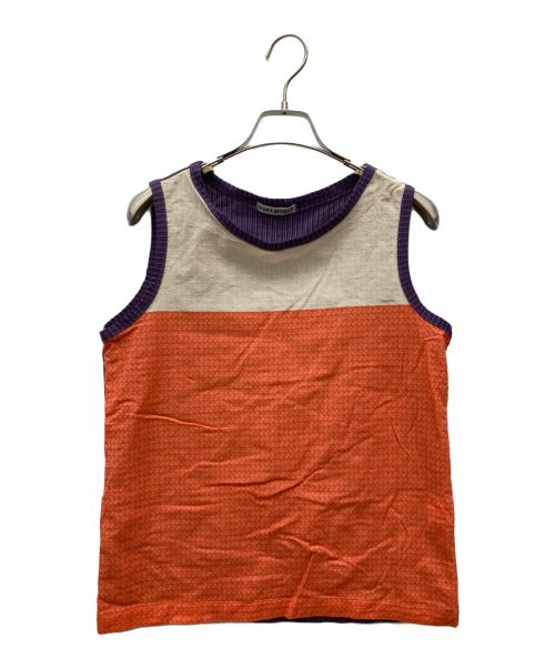 ISSEY MIYAKE（イッセイミヤケ）ISSEY MIYAKE (イッセイミヤケ) ノースリーブカットソー オレンジ×パープル サイズ:SIZE 2の古着・服飾アイテム