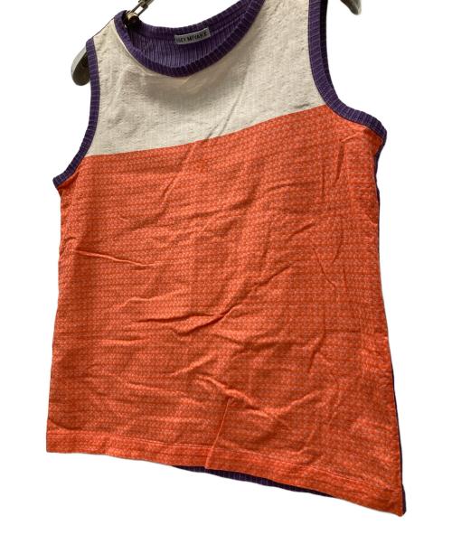 ISSEY MIYAKE（イッセイミヤケ）ISSEY MIYAKE (イッセイミヤケ) ノースリーブカットソー オレンジ×パープル サイズ:SIZE 2の古着・服飾アイテム
