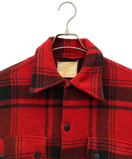 Paragon（パラゴン）Paragon (パラゴン) 50’Sバッファローチェック柄 マッキーノ ジャケット レッド サイズ:表記無の古着・服飾アイテム