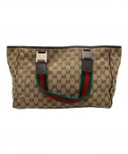 GUCCIグッチ）の古着「ハンドバッグホースビット GGキャンバス」｜ベージュ