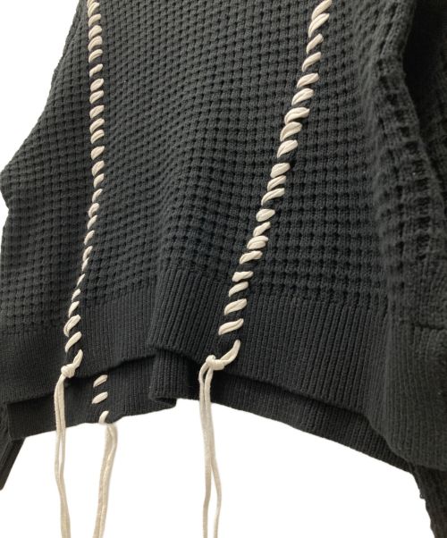 MAISON SPECIAL（メゾンスペシャル）MAISON SPECIAL (メゾンスペシャル) 鬼ワッフルクレイジーステッチクルーネックニットプルオーバー ブラック サイズ:SIZE01の古着・服飾アイテム