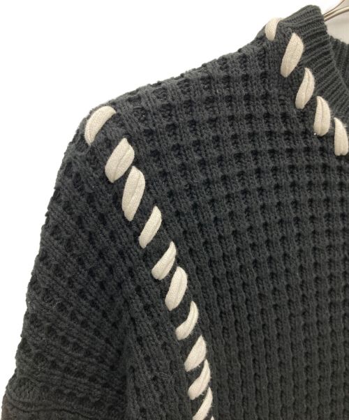 MAISON SPECIAL（メゾンスペシャル）MAISON SPECIAL (メゾンスペシャル) 鬼ワッフルクレイジーステッチクルーネックニットプルオーバー ブラック サイズ:SIZE01の古着・服飾アイテム