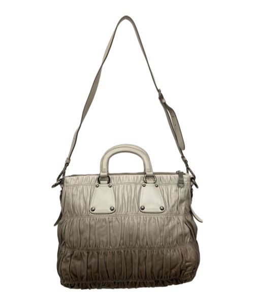 PRADA（プラダ）PRADA (プラダ) 2WAYバッグ グレー×ベージュの古着・服飾アイテム