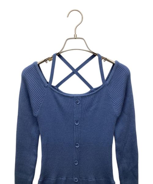 rienda（リエンダ）rienda (リエンダ) バックオープンレイヤードKnit OP ブルー サイズ:SIZE　FREE 未使用品の古着・服飾アイテム