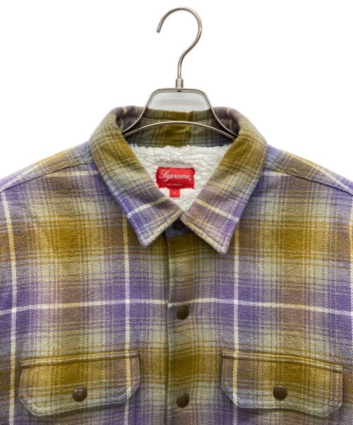 SUPREME（シュプリーム）SUPREME (シュプリーム) 22aw Shearling Lined Flannel Shirt パープル×イエロー サイズ:SIZE Lの古着・服飾アイテム