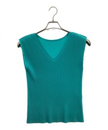PLEATS PLEASE（プリーツプリーズ）の古着「プリーツノースリーブブラウス」｜ブルー