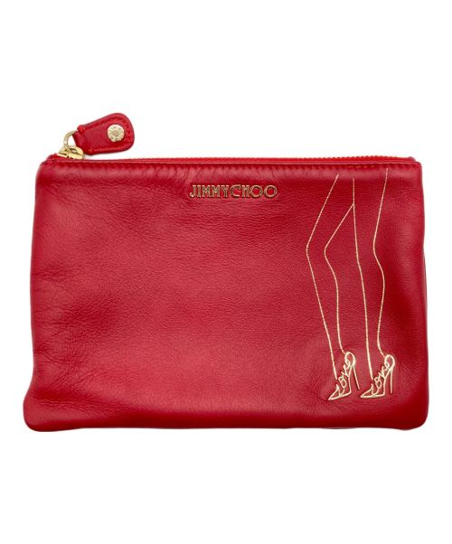 JIMMY CHOO（ジミーチュウ）JIMMY CHOO (ジミーチュウ) レザーポーチ レッドの古着・服飾アイテム