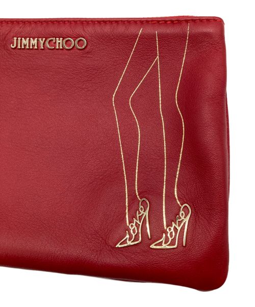 JIMMY CHOO（ジミーチュウ）JIMMY CHOO (ジミーチュウ) レザーポーチ レッドの古着・服飾アイテム