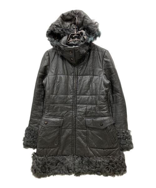 BURBERRY BLUE LABEL（バーバリー ブルー レーベル）BURBERRY BLUE LABEL (バーバリーブルーレーベル) ラムレザーコート ブラック サイズ:SIZE 38の古着・服飾アイテム