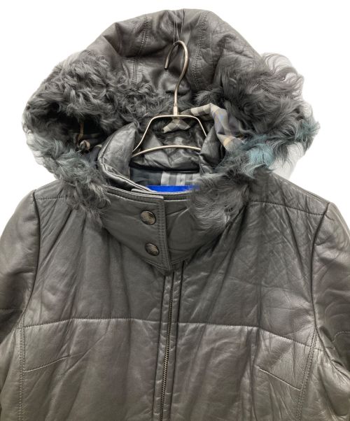 BURBERRY BLUE LABEL（バーバリー ブルー レーベル）BURBERRY BLUE LABEL (バーバリーブルーレーベル) ラムレザーコート ブラック サイズ:SIZE 38の古着・服飾アイテム
