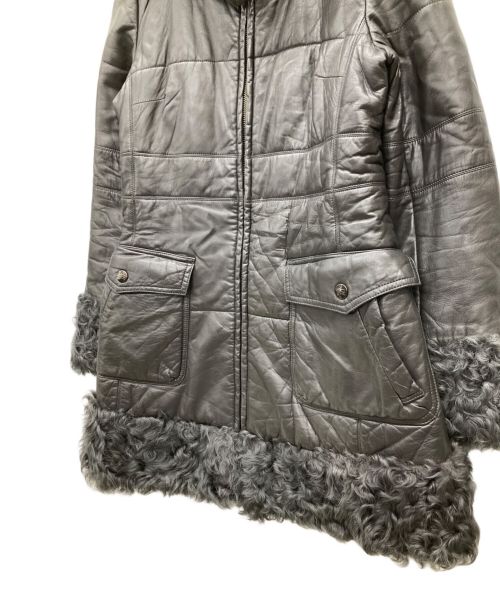 BURBERRY BLUE LABEL（バーバリー ブルー レーベル）BURBERRY BLUE LABEL (バーバリーブルーレーベル) ラムレザーコート ブラック サイズ:SIZE 38の古着・服飾アイテム