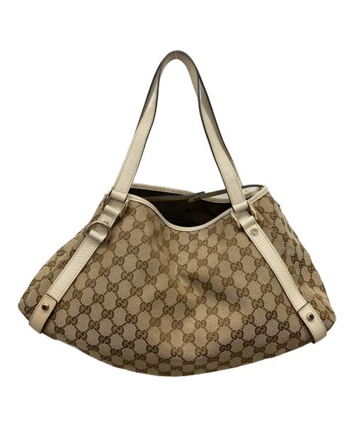 GUCCI（グッチ）GUCCI (グッチ) トートバッグ ベージュ×ホワイトの古着・服飾アイテム