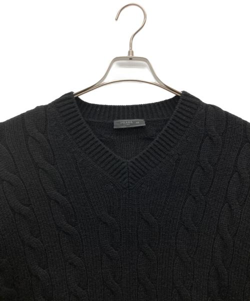 PRADA（プラダ）PRADA (プラダ) カシミヤケーブルニット 22AW ブラック サイズ:SIZE 48の古着・服飾アイテム
