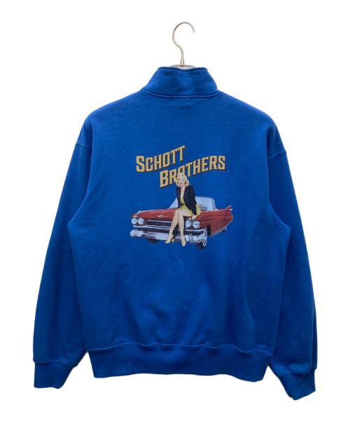 Schott（ショット）schott (ショット) ハーフボタンスウェット ブルー サイズ:SIZE Mの古着・服飾アイテム