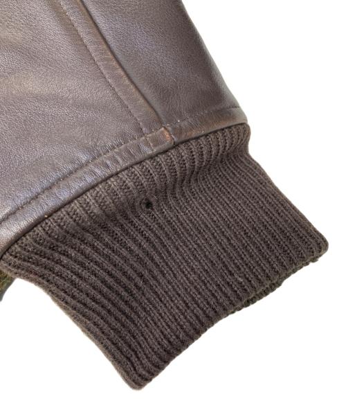 Paul Smith JEANS（ポールスミス ジーンズ）Paul Smith JEANS (ポールスミス ジーンズ) Harris Tweed (ハリスツイード) 袖レザー切替スタジャン グリーン×ブラウン サイズ:Mの古着・服飾アイテム