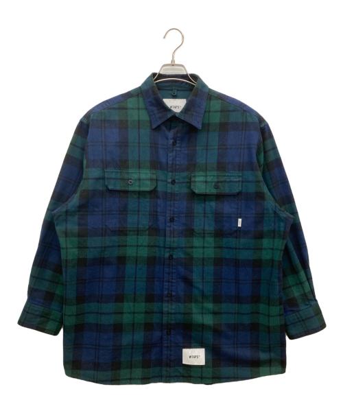 WTAPS（ダブルタップス）WTAPS (ダブルタップス) DECK/LS/COTTON.FLANNEL ネイビー×グリーン サイズ:SIZE X02の古着・服飾アイテム
