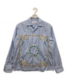 DISCOVERED（ディスカバード）の古着「THOMAS MASON FLOWER EMBROIDERY SHIRTS」｜ブルー