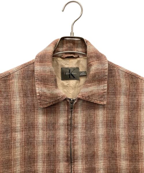 Calvin Klein（カルバンクライン）Calvin Klein (カルバンクライン) ジップアップジャケット レッド×ベージュ サイズ:Ｓの古着・服飾アイテム