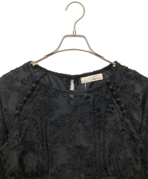 Lily Brown（リリーブラウン）Lily Brown (リリーブラウン) シアーボリュームワンピース ブラック サイズ:SIZE F 未使用品の古着・服飾アイテム