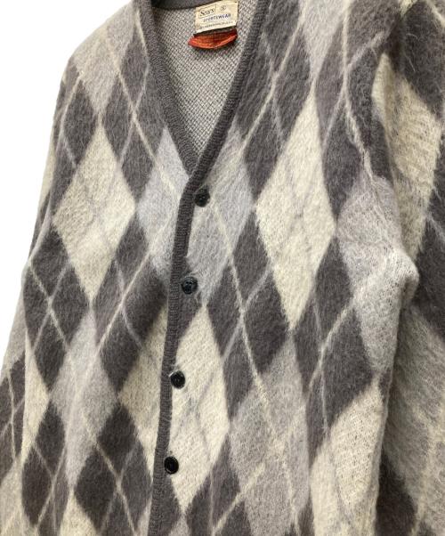 Sears（シアーズ）Sears (シアーズ) 50'sモヘアニットカーディガン グレー×ホワイト サイズ:Ｓの古着・服飾アイテム