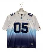 FUBUフブ）の古着「グラデーションゲームシャツ」｜ホワイト×ブルー