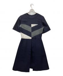 ADEAM（アディアム）の古着「半袖ワンピース」｜ネイビー