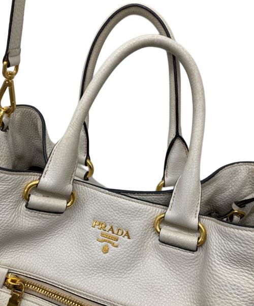 PRADA（プラダ）PRADA (プラダ) 2WAYレザートートバッグ アイボリーの古着・服飾アイテム