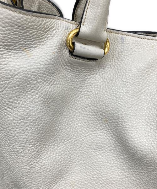 PRADA（プラダ）PRADA (プラダ) 2WAYレザートートバッグ アイボリーの古着・服飾アイテム