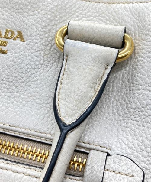 PRADA（プラダ）PRADA (プラダ) 2WAYレザートートバッグ アイボリーの古着・服飾アイテム