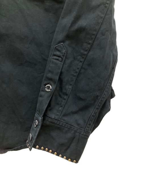 VANSON（バンソン）VANSON (バンソン) スタッズ付バック刺繍デザインシャツジャケット ブラック サイズ:SIZE XLの古着・服飾アイテム