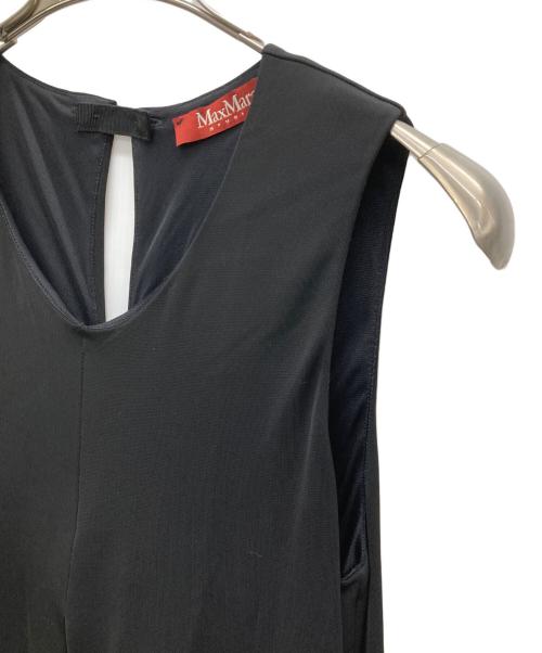 MaxMara（マックスマーラ）MaxMara (マックスマーラ) ロングワンピース ノースリーブ 異素材 切替 シアー ドット L ブラック サイズ:SIZE Mの古着・服飾アイテム