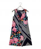 LEONARDレオナール）の古着「花柄トリムノースリーブワンピース」｜ネイビー