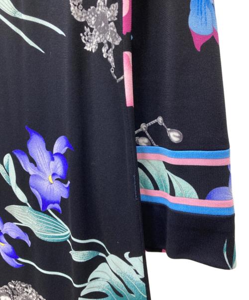 LEONARD（レオナール）LEONARD (レオナール) ベルト付花柄ワンピース ブラック サイズ:SIZE 40の古着・服飾アイテム