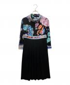 LAONARDレオナード）の古着「植物柄ワンピース」｜ブラック