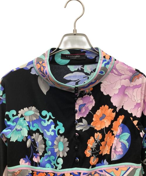 LAONARD（レオナード）LAONARD (レオナード) 植物柄ワンピース ブラック サイズ:SIZE 1の古着・服飾アイテム
