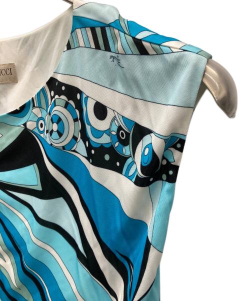 Emilio Pucci（エミリオ プッチ）Emilio Pucci (エミリオ プッチ) ノースリーブワンピース ブルー サイズ:SIZE 34の古着・服飾アイテム