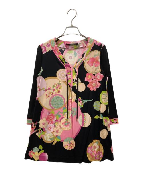 LAONARD（レオナード）LAONARD (レオナード) ブラウス ピンク×ブラック サイズ:SIZE 36の古着・服飾アイテム