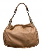 BOTTEGA VENETAボッテガベネタ）の古着「パイソン切替イントレチャートワンショルダーバッグ」｜ピンクベージュ