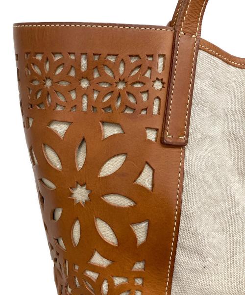 genten（ゲンテン）genten (ゲンテン) トートバッグ ブラウン×ベージュの古着・服飾アイテム