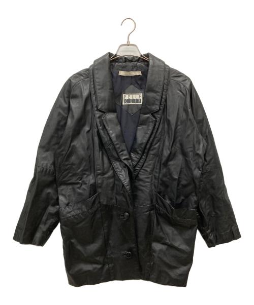 PELLE CUIR（ペール キュアー）PELLE CUIR (ペール キュアー) 80sレザージャケット ブラック サイズ:Mの古着・服飾アイテム